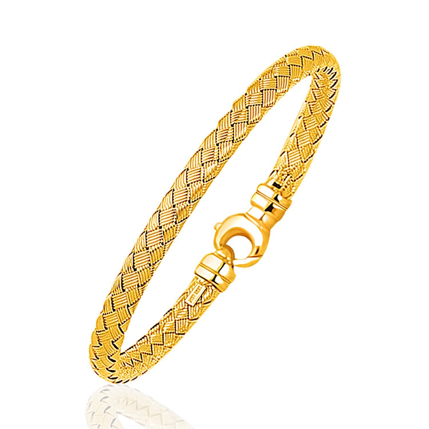Fancy Weave Bangle in 14k Yellow Gold (5.0mm) by Bids.com