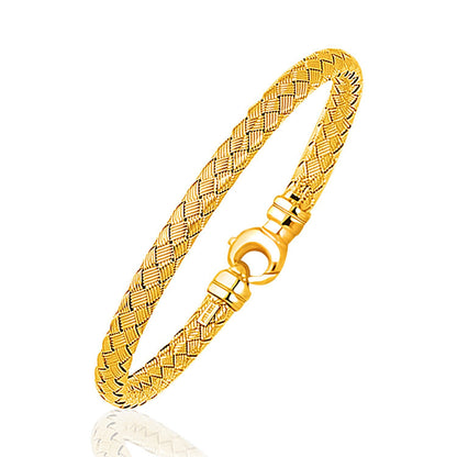 Fancy Weave Bangle in 14k Yellow Gold (5.0mm) by Bids.com