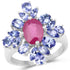 3.48 Carat Glass Filled Ruby and Tanzanite .925 Sterling Silver Ring by Bids.com