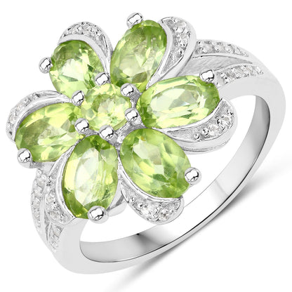 8.04 Carat Genuine Peridot and White Topaz .925 Sterling Silver 3 Piece Jewelry Set (Ring, Earrings, and Pendant w/ Chain) by Bids.com