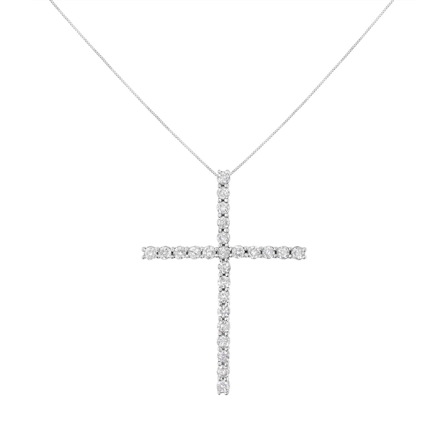 .925 Sterling Silver 2 1/2 cttw Diamond Cross Pendant Necklace (H-I, I2-I3) by Bids.com