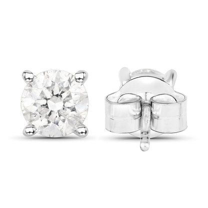 0.80 Carat Genuine White Diamond 14K White Gold Earrings by Bids.com