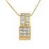 14K Yellow Gold 1 1/4 cttw Princess and Baguette Cut Geometric Inspired Diamond Pendant Necklace (H-I, VS1-VS2) by Bids.com