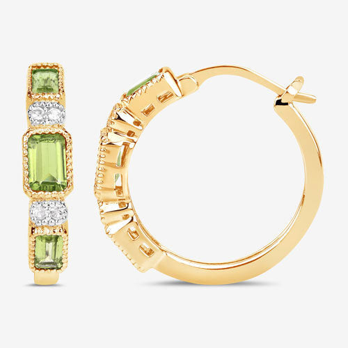2.40 Carat Genuine Peridot and White Topaz .925 Sterling Silver Earrings  DestGlow