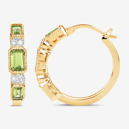 2.40 Carat Genuine Peridot and White Topaz .925 Sterling Silver Earrings  DestGlow