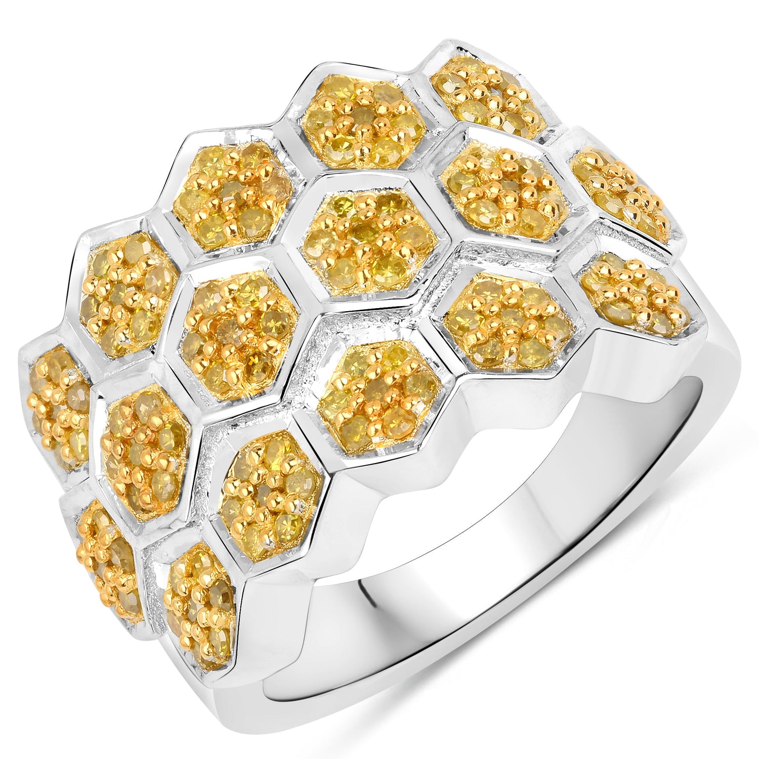 0.75 Carat Genuine Yellow Diamond .925 Sterling Silver Ring by Bids.com