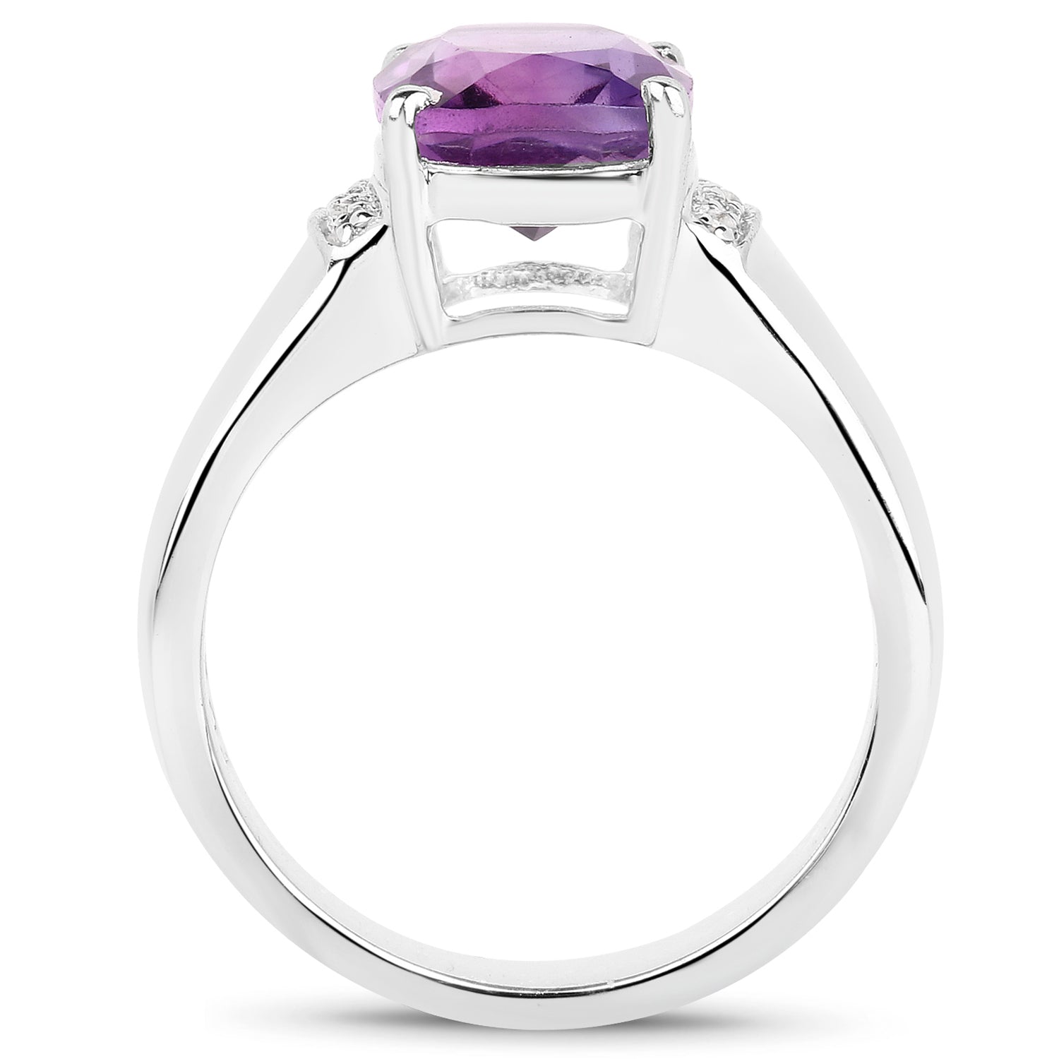 2.65 Carat Genuine  Amethyst and White Topaz .925 Sterling Silver Ring  DestGlow