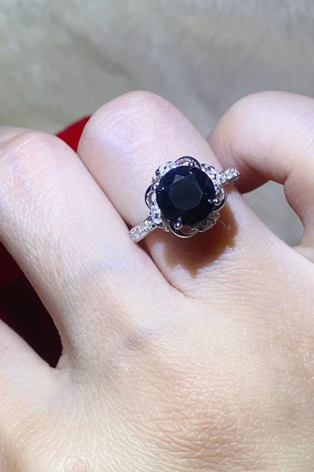 2 Carat Black Black Sparkala™ Floral Ring by Sparkala