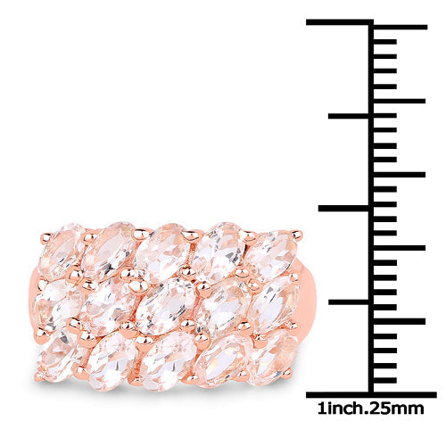 14K Rose Gold Plated 3.30 Carat Genuine Morganite .925 Sterling Silver Ring  DestGlow