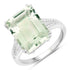 10.64 Carat Genuine Green Amethyst and White Topaz .925 Sterling Silver Ring by Bids.com
