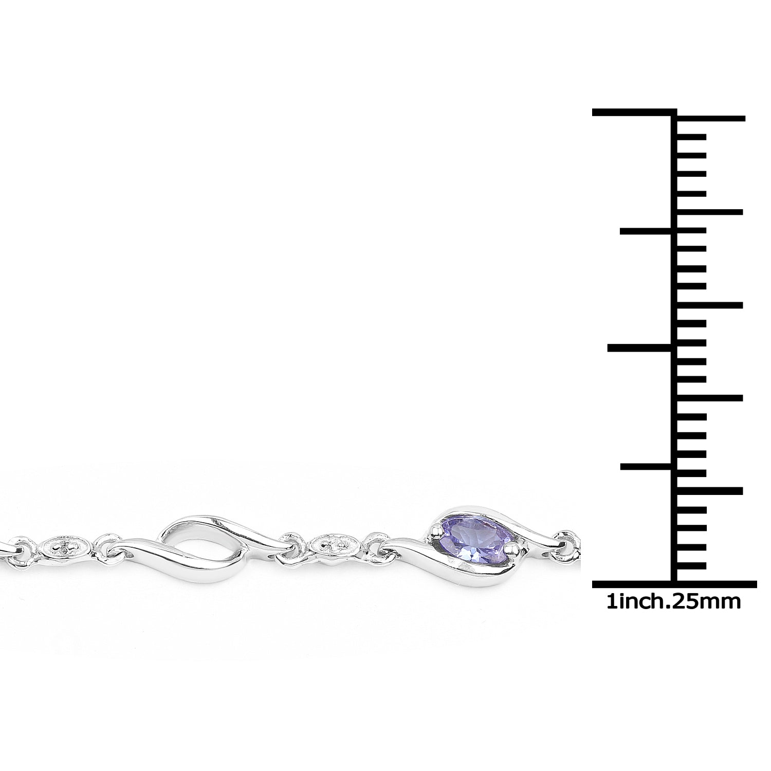 1.30 Carat Genuine Tanzanite and White Topaz .925 Sterling Silver Bracelet  DestGlow