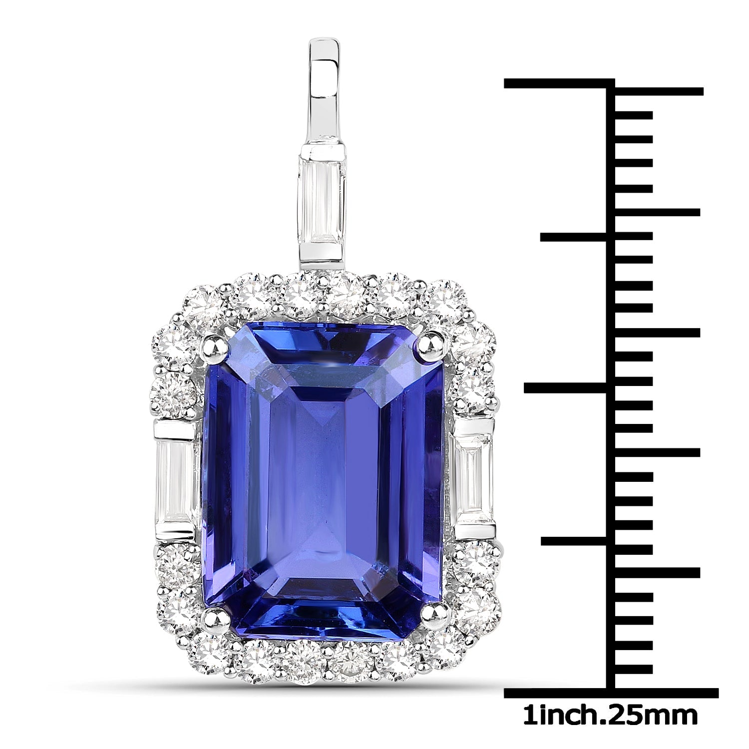 9.02 Carat Genuine Tanzanite and White Diamond 18K White Gold Pendant by Bids.com