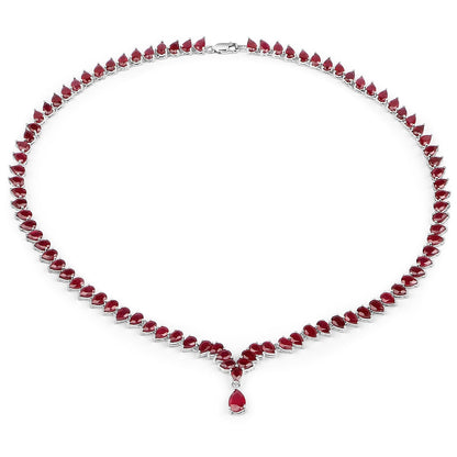 41.63 Carat Genuine Glass Filled Ruby .925 Sterling Silver Necklace  DestGlow