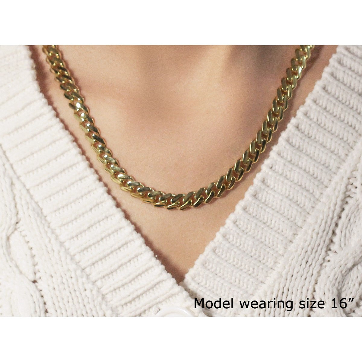 14k Yellow Gold Polished Miami Cuban Chain Necklace by Bids.com