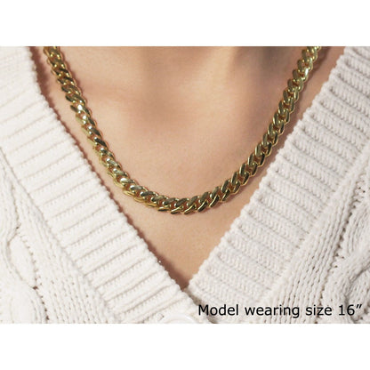 14k Yellow Gold Polished Miami Cuban Chain Necklace by Bids.com