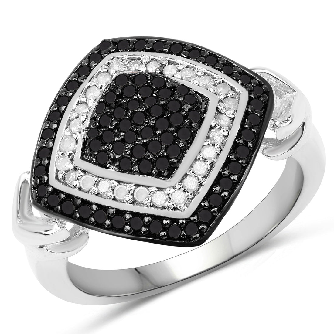 0.56 Carat Genuine White Diamond and Black Diamond .925 Sterling Silver Ring by Bids.com