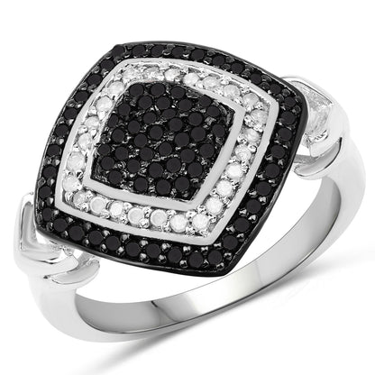 0.56 Carat Genuine White Diamond and Black Diamond .925 Sterling Silver Ring by Bids.com