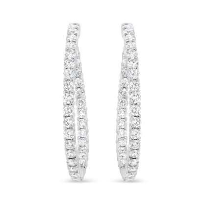 18K White Gold 3 5/8 Cttw Round Diamond Curved Inside-Outside Hoop Earrings (F-G Color, VS1-VS2 Clarity) by Bids.com