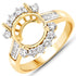 0.58 Carat Genuine White Diamond 14K Yellow Gold Semi Mount Ring - holds 9.00mm Round Gemstone by Bids.com