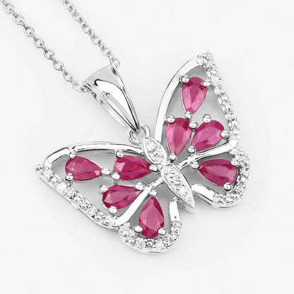 2.07 Carat Genuine Ruby and White Zircon .925 Sterling Silver Pendant  DestGlow