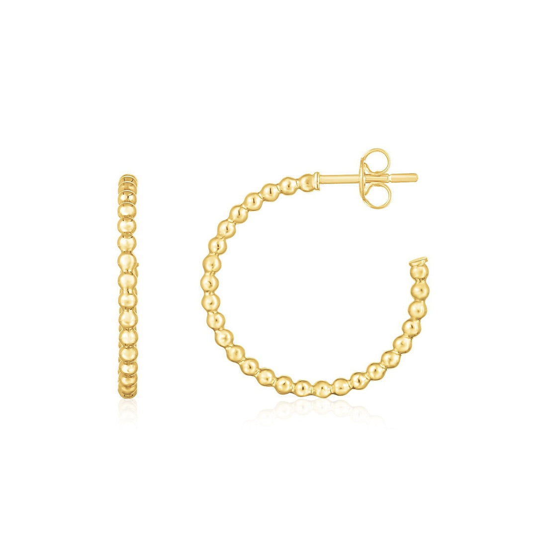 14K Yellow Gold Bead Hoop Earrings by Bids.com