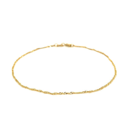 14k Yellow Gold Singapore Bracelet 1.0mm  DestGlow