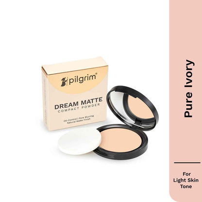 Pilgrim Pure Ivory Matte Finish Compact Powder Absorbs Oil, Conceals &amp; Gives Radiant Skin