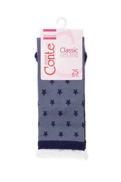 Conte Socks Classic - 491 Glossy Pattern and Decorative Transparent Mesh