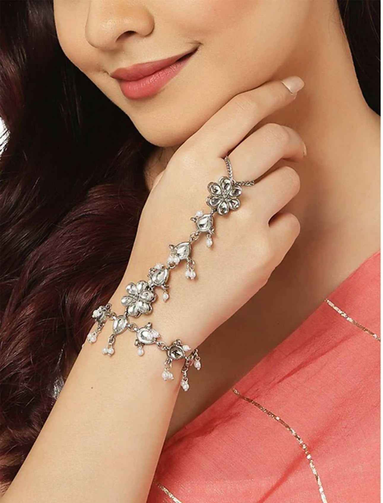 Joban Fashion Oxidised Kundan Hathphool