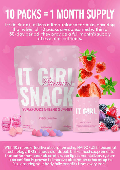 It Girl Snack - Superfoods Greens Gummies in Pink Starburst Flavor