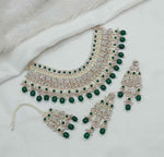 Joban Fashion Green Stone With Pearl Work Necklace Set