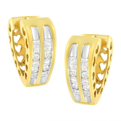10K Yellow Gold 1/2 cttw Diamond Huggy Heart Hoop Earrings (I-J Clarity, I2-I3 Color) by Bids.com