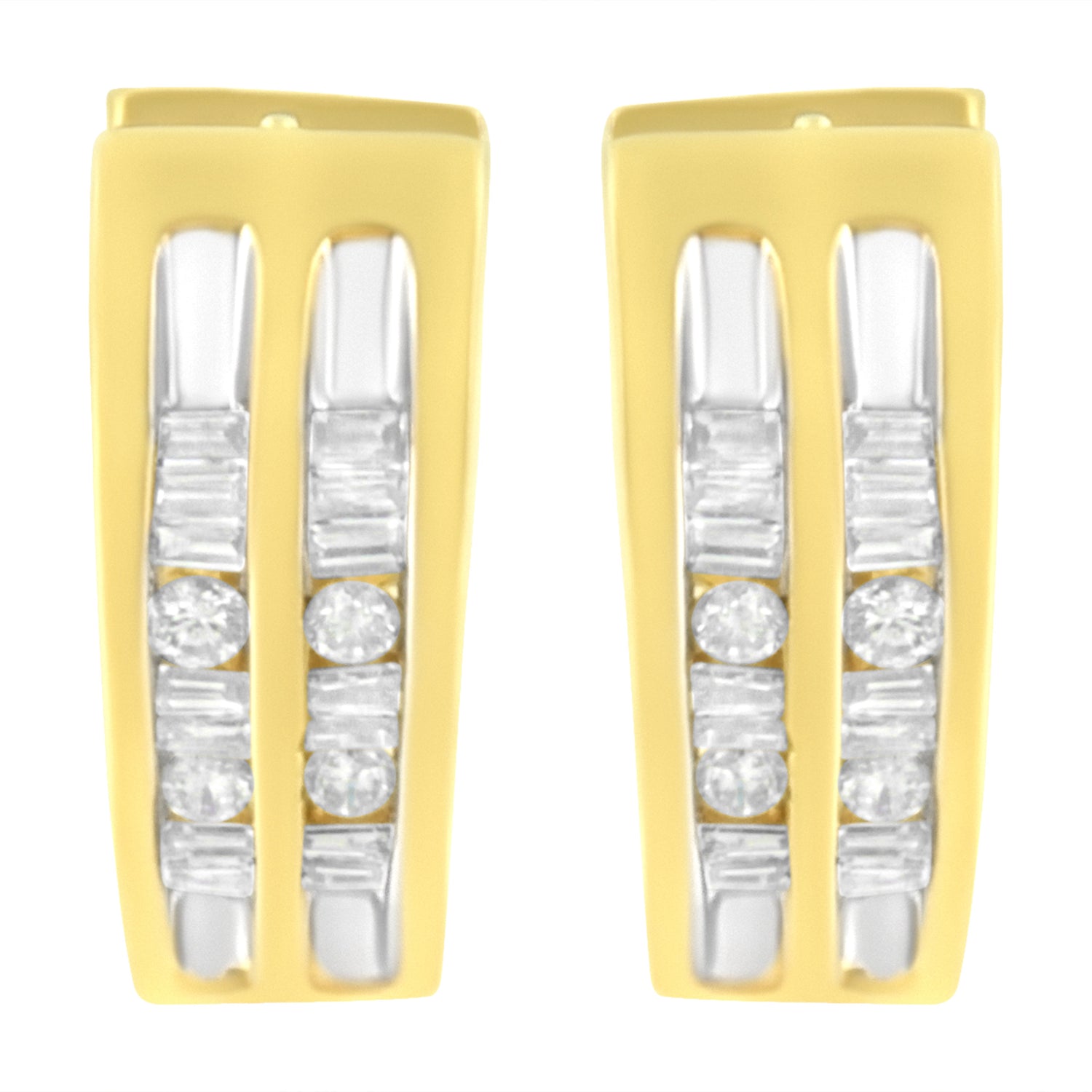 10K Yellow Gold 1/2 cttw Diamond Huggy Heart Hoop Earrings (I-J Clarity, I2-I3 Color) by Bids.com