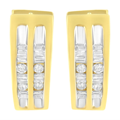 10K Yellow Gold 1/2 cttw Diamond Huggy Heart Hoop Earrings (I-J Clarity, I2-I3 Color) by Bids.com