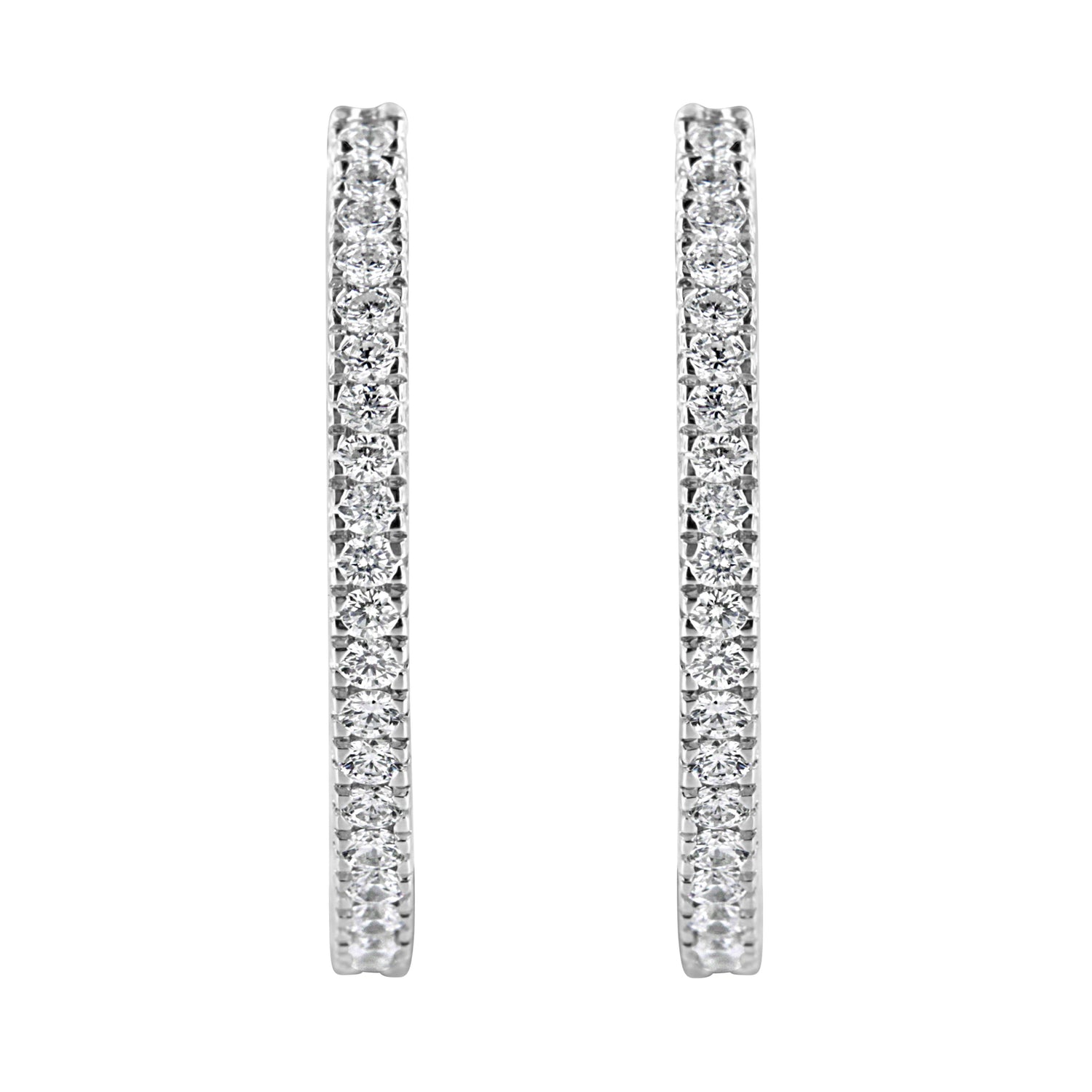 10KT White Gold 1 cttw Diamond Hoop Earrings (I-J Clarity, I2-I3 Color) by Bids.com