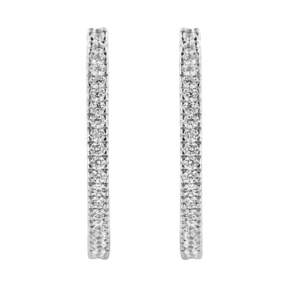 10KT White Gold 1 cttw Diamond Hoop Earrings (I-J Clarity, I2-I3 Color) by Bids.com