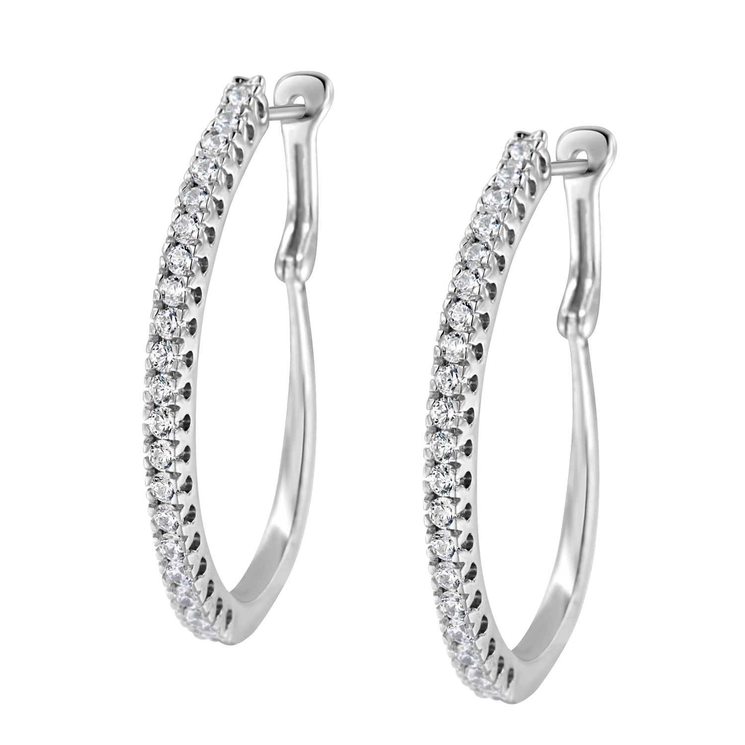 10KT White Gold 1 cttw Diamond Hoop Earrings (I-J Clarity, I2-I3 Color) by Bids.com