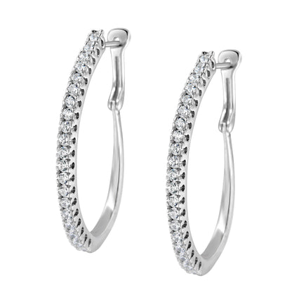 10KT White Gold 1 cttw Diamond Hoop Earrings (I-J Clarity, I2-I3 Color) by Bids.com