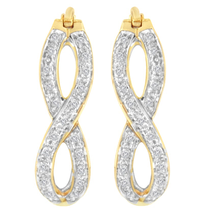 10K Yellow and White Gold 1/4 cttw Diamond Double Infinity Hoop Earrings (I-J Clarity, I1-I2 Color) by Bids.com