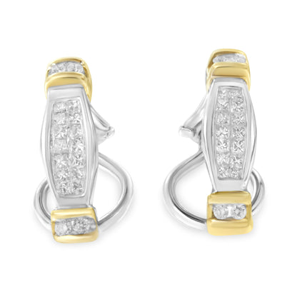 14K Two-Toned Gold Round and Princess Cut Diamond Earrings (0.5 cttw, H-I Color, SI2-I1 Clarity) by Bids.com