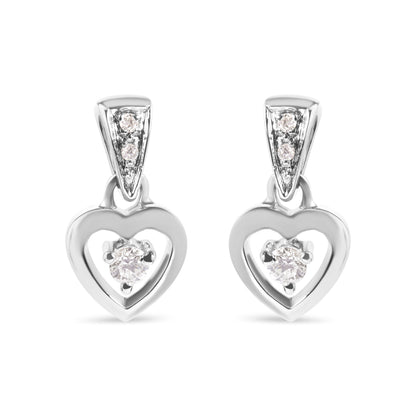 14K White Gold 1/6 Cttw Diamond Dangle Heart Stud Earrings (H-I, SI2-I1)  DestGlow