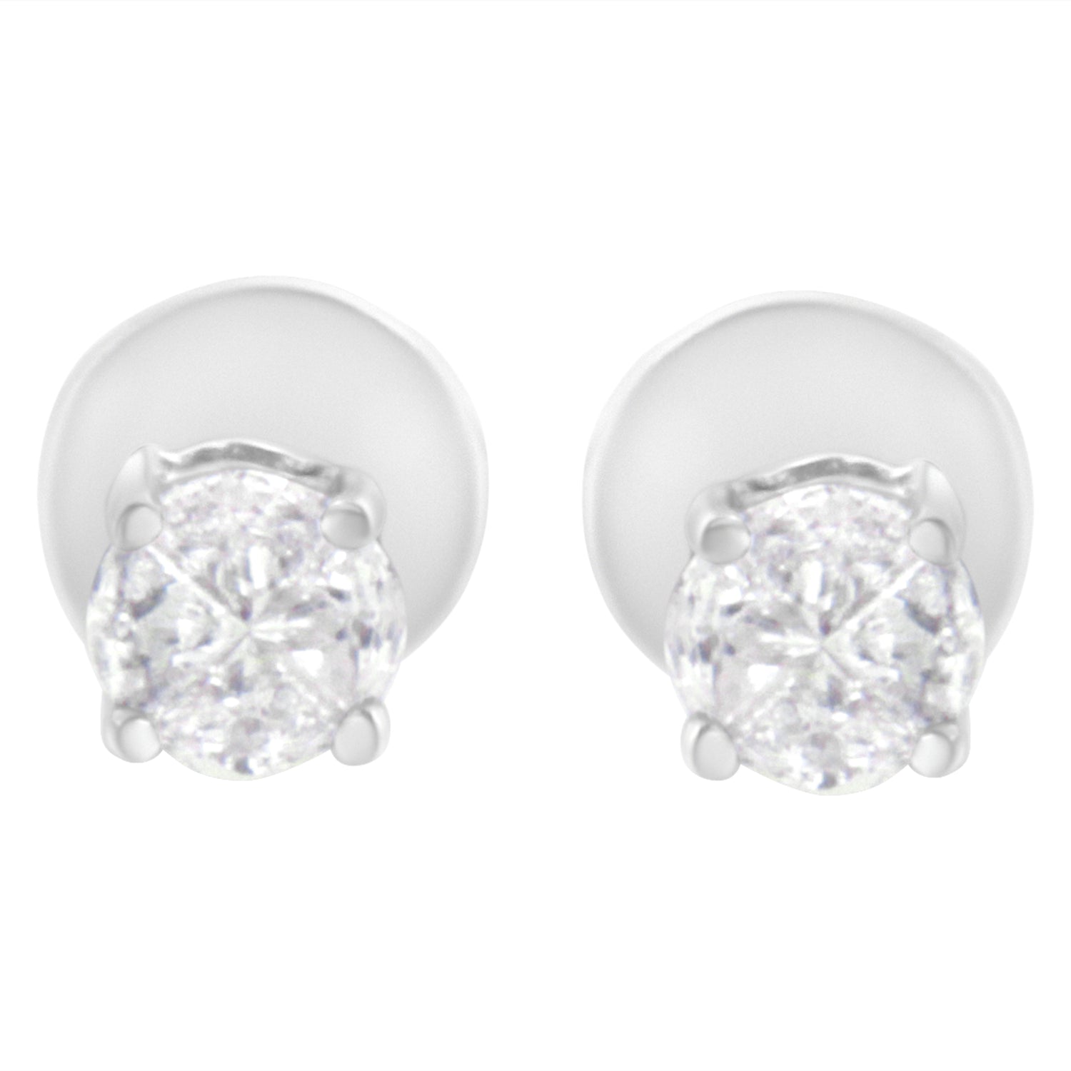 14K White Gold 1/2 Cttw Pie-Cut Diamond Solitaire Stud Earrings (H-I Color, SI1-SI2 Clarity) by Bids.com