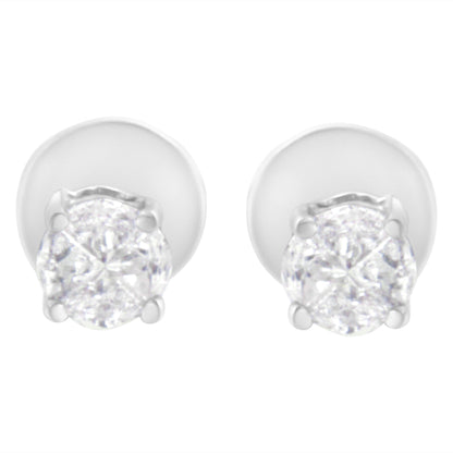 14K White Gold 1/2 Cttw Pie-Cut Diamond Solitaire Stud Earrings (H-I Color, SI1-SI2 Clarity) by Bids.com
