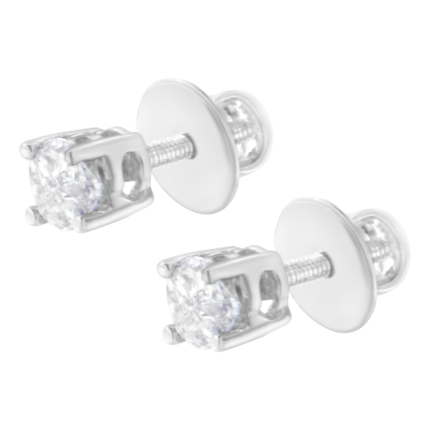 14K White Gold 1/2 Cttw Pie-Cut Diamond Solitaire Stud Earrings (H-I Color, SI1-SI2 Clarity) by Bids.com