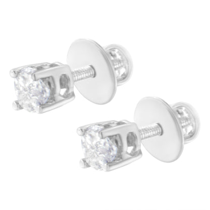 14K White Gold 1/2 Cttw Pie-Cut Diamond Solitaire Stud Earrings (H-I Color, SI1-SI2 Clarity) by Bids.com