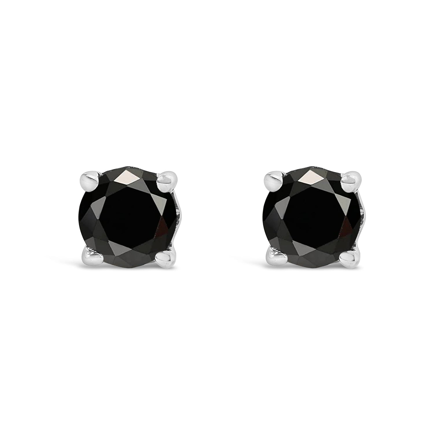 .925 Sterling Silver 1/2 Cttw Black Diamond Solitaire Stud Earrings by Bids.com