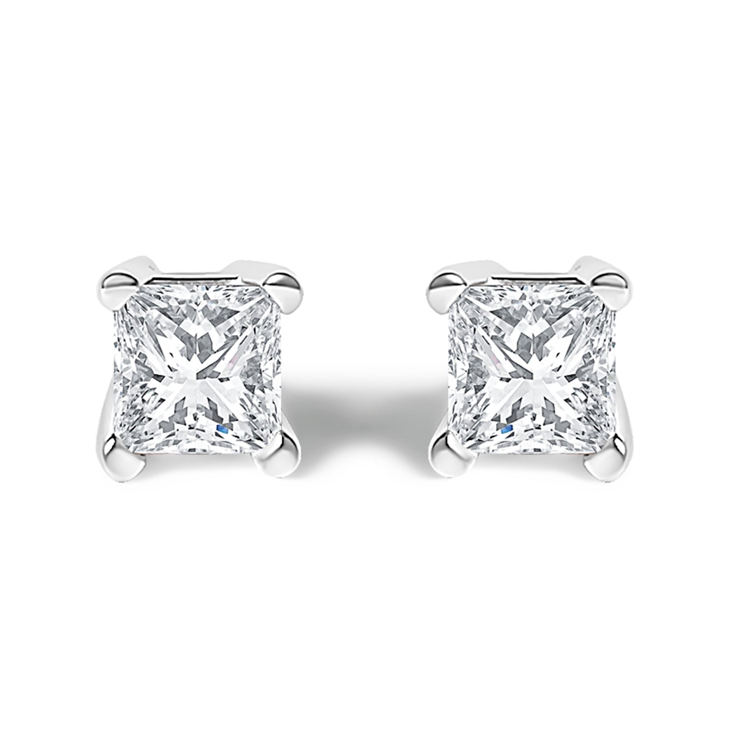14K White Gold 1/2 Cttw Princess Cut Lab Grown Diamond Solitaire Stud Earrings (F-G Color, VS2-SI1 Clarity) by Bids.com
