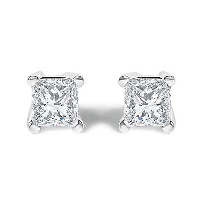 14K White Gold 1/2 Cttw Princess Cut Lab Grown Diamond Solitaire Stud Earrings (F-G Color, VS2-SI1 Clarity) by Bids.com