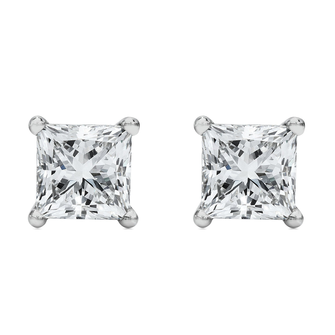 14K White Gold 1/2 Cttw Princess Cut Lab Grown Diamond Solitaire Stud Earrings (F-G Color, VS2-SI1 Clarity) by Bids.com