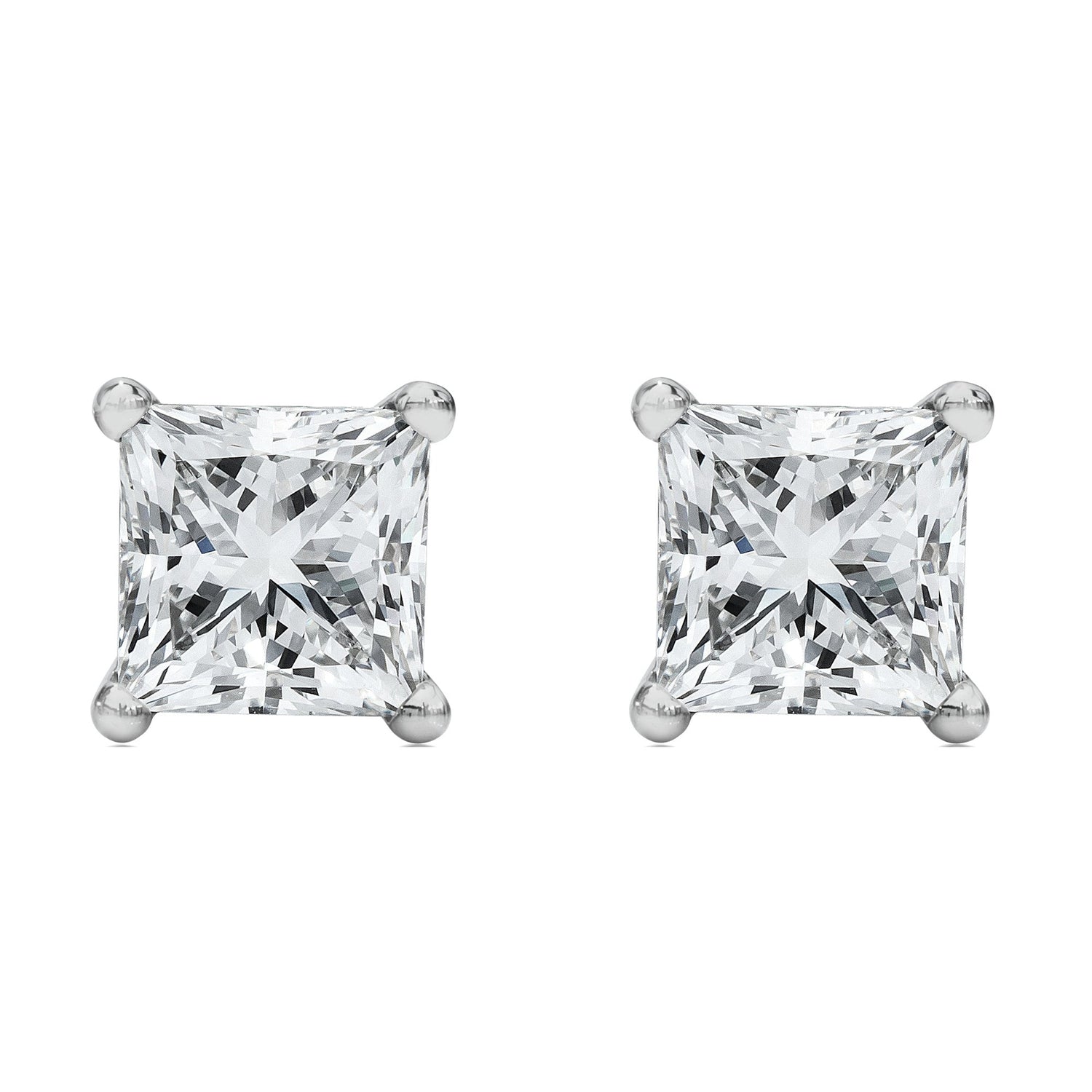 14K White Gold 1/2 Cttw Princess Cut Lab Grown Diamond Solitaire Stud Earrings (F-G Color, VS2-SI1 Clarity) by Bids.com